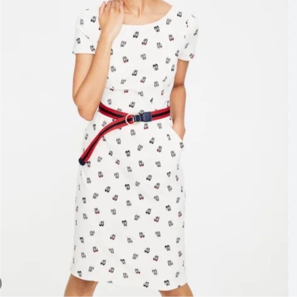 Boden Phoebe Novelty Shoe Print Dress Long Length - Picture 2 of 14